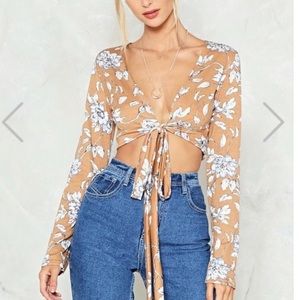 Tie front floral crop top